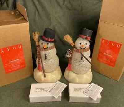 2 Vintage Avon Gift Collection Chilly Sam Light Up Snowmen in Box Extra Bulbs