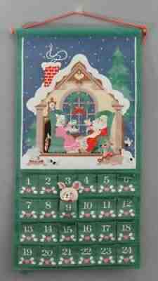 Original 1987 Avon Advent Days till Christmas Cloth Calendar w/ Original Mouse