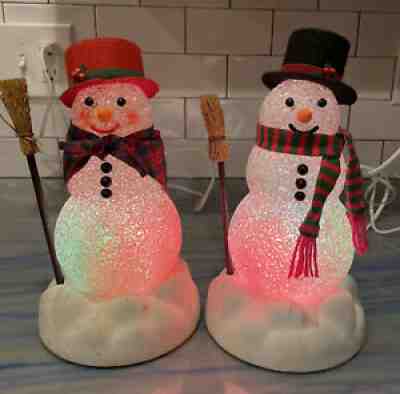 Avon Chilly Sam & Chilly Samantha Snowmen Set - Still Have Boxes & Light Up!