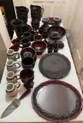Avon 1876 Cape Cod Collection Lot Set Rare Assortment Red Ruby Glass Vintage Use