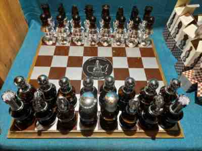 Avon Chess Set With Board Complete Vintage 1970's Mostly Full Bottles