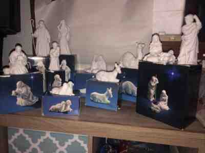 Vintage Avon 11 Piece White Porcelain Nativity Set Figurines with Boxes