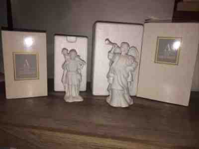 Avon Nativity Collectibles Shepherd Boy & Trumpet Gabriel Bisque (2) W/Box-NICE