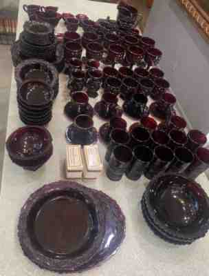 Avon 1876 Cape Cod Ruby Glass Collection- 123 Pieces