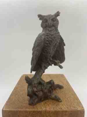 Avon Bronze Great Horned Owl Figurine American Wildlife Series Artist Signed