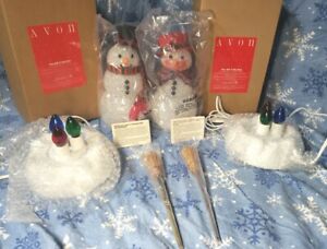 Vintage Avon lot Of 2 Chilly Samantha & Sam Light Up Snowman Brand New!