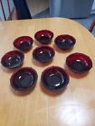 VINTAGE AVON 1876 CAPE COD COLLECTION RUBY RED 5 1/4" DESSERT/BERRY BOWLS SET/8