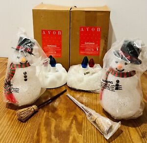 Vintage Avon Lot Of 2 Chilly Sam Light Up Snowmen  (One New - One Mint)