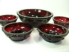 AVON 1876 Ruby Red Cape Cod Collection Berry Bowl Set: Large Bowl + 4 - 5" bowls