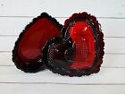 Avon Cape Cod Ruby Red Glass Heart Trinket Dish Box 4” Vampire