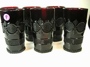 AVON 1876 Ruby Red Cape Cod Collection Set of 6:  5 1/2" Tumblers / Glasses