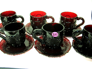AVON 1876 Ruby Red Cape Collection Set of 6  Cup & Saucer Sets