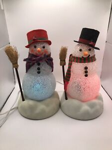 VTG Avon Chilly Sam and Samantha Light-Up Christmas Snowman w box WORKS! CUTE!