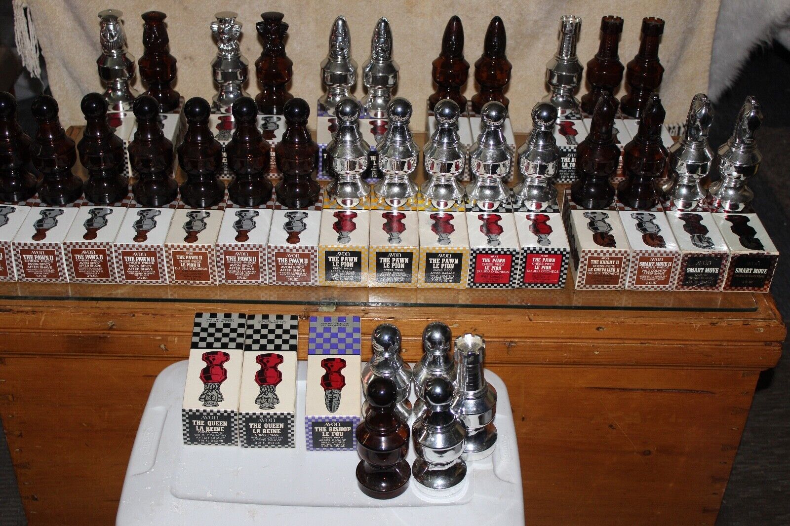 Avon Cologne Chess Piece Empty Bottles With Original Boxes - 32 Pieces