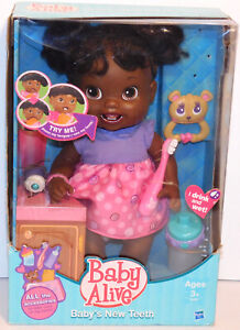 New in Box Baby Alive Drinks Wets African American "Baby's New Teeth"  Hasbro
