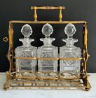 Antique French Crystal & Ormolu Gilded Bronze 3 Decanter Tantalus Set 12"X12"