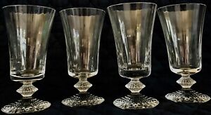 BACCARAT, Qty 4, Mille Nuits Crystal Water Goblets, 6 3/4"Tall, Mathias Design