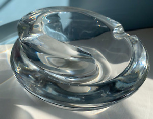 vtg Baccarat crystal swirl ASHTRAY mcm glass cigar cigarette art nouveau France