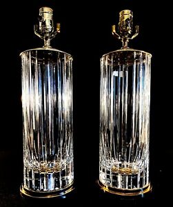 Set of 2 Baccarat Harmonie Extra Large Fine Cut Crystal Matching Table Lamps