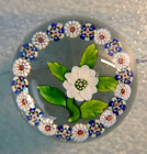 Old Baccarat Crystal Miniature Double Clematis Millefiori Garland Paperweight