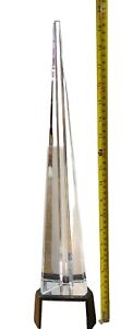 Signed 18" Baccarat Crystal Obelisk wTiffany Sterling / 1978 Los Alamitos, Calif