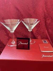 NIB FLAWLESS Unique BACCARAT France 2 PERFECTION Glass Crystal MARTINI COCKTAILS
