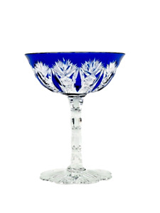 Baccarat Conde Cobalt Blue Overlay Cut To Clear Champagne Martini Glass Coupe
