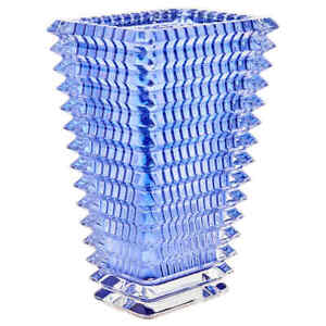 Baccarat Crystal Rectangular Eye Vase - Blue
