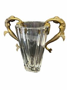 Erté, Sea Maidens, Baccarat Crystal Vase with Sculpted Bronze Handles E5-99