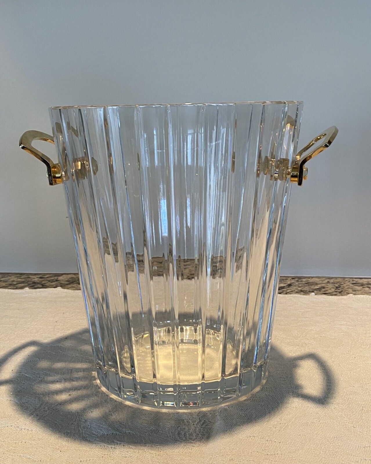 Baccarat Crystal “Hermione” Ice Bucket Gold Tone Handles