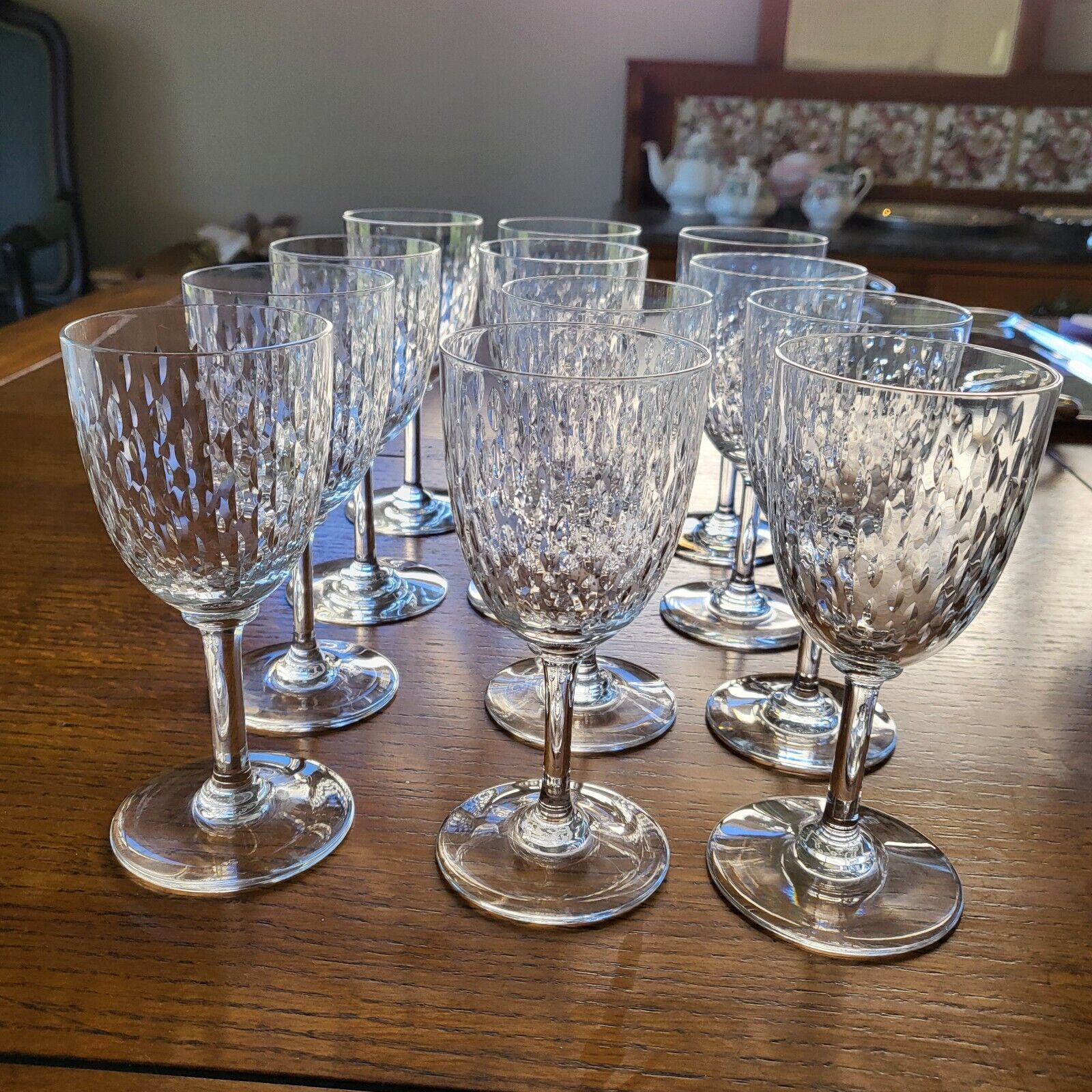 Baccarat handblown crystal stemware Paris vertical cut set of 12 vintage