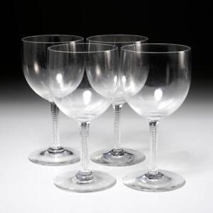 Baccarat Clos de Vougeot Claret Wine Glasses Zipper Stem 4pc Lot 5.75"h A