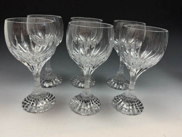 Baccarat Massena Water Goblets  Wine Glasses 1344102 Set of Six in Original Box