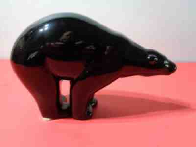 Rare Baccarat Black Crystal Polar Bear Figurine Made in France (6.5 by 4 by 2")