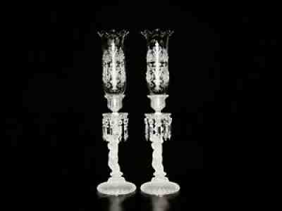 PAIR OF MAGNIFICENT SINGLE LIGHT BACCARAT CRYSTAL ENFANT CANDELABRA. 24" HEIGHT