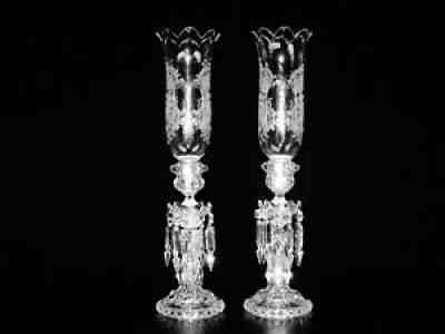 Pair Of Magnificent Single Light Baccarat Crystal Candelabra / Candle Holder.