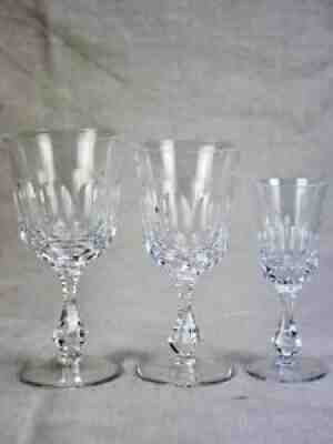 Rare set of thirty 1950s French crystal Baccarat wine and liqueur glasses