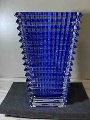 Baccarat Large Rectangular Eye Vase Blue 2811106 Damaged / Chipped $2,010