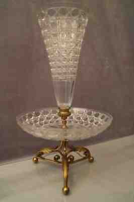 Beautiful table centre vase display crystal baccarat on bronze early twentieth
