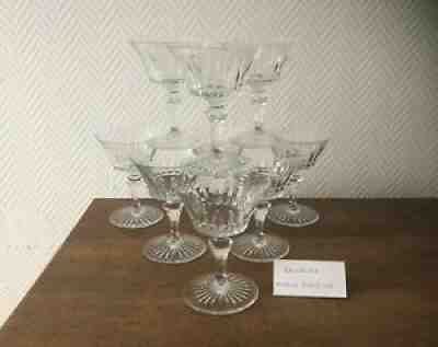9 cups champagne crystal signed baccarat buckingham model service flutes