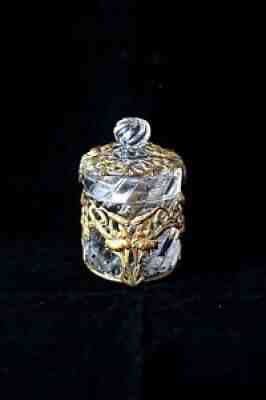 Antique Baccarat Bambou Tors Art Nouveau lidded pot ormolu c 1900