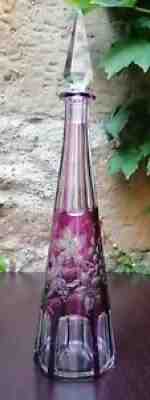 Liqueur decanter with baccarat crystal in amethyst etched grapes circa 1900's