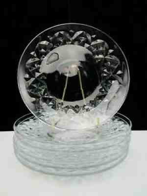 Lot 6 - Vintage Signed Baccarat French Cut Crystal 7.5" Plates - Salad Plate