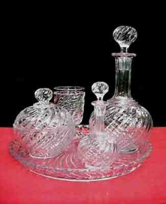 Baccarat swirl bamboo bedside decanter carafe glass service crystal night water