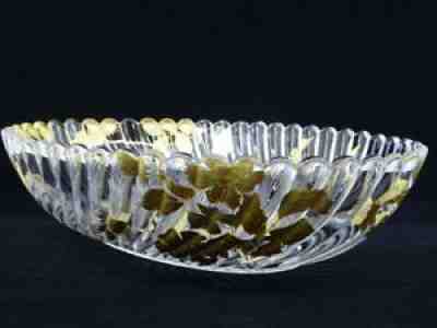 Old bamboo oval cut baccarat inlays gold butterfly flower 19 thc