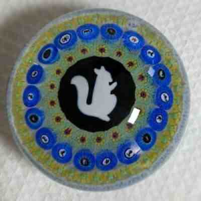Baccarat, France 1971 - Glass Paperweight Griddle Silhouette Millefiori  Squirrel
