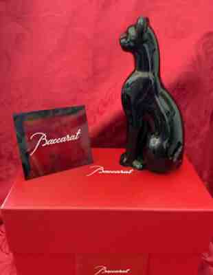 NIB FLAWLESS Exquisite BACCARAT Glass Crystal PUMA COUGAR EGYPTIAN CAT Figurine