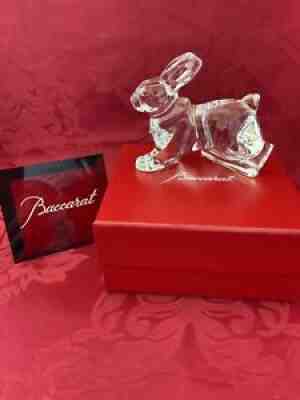 NIB FLAWLESS BACCARAT France Glass HOPPING Crystal BUNNY RABBIT HARE Figurine