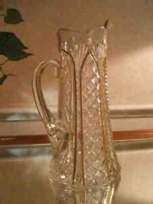 19th C. Baccarat Cut Crystal Pitcher and Gilt Decoration