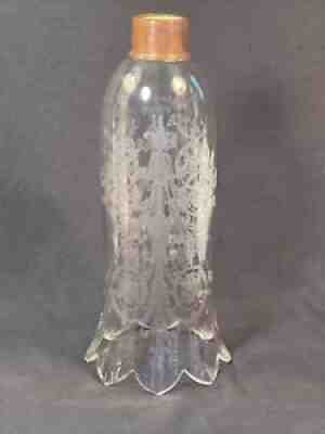 Antique Baccarat Tulip Hurricane Chimney Copper Collar ¼ ¼ Acanthus Scalloped EXC